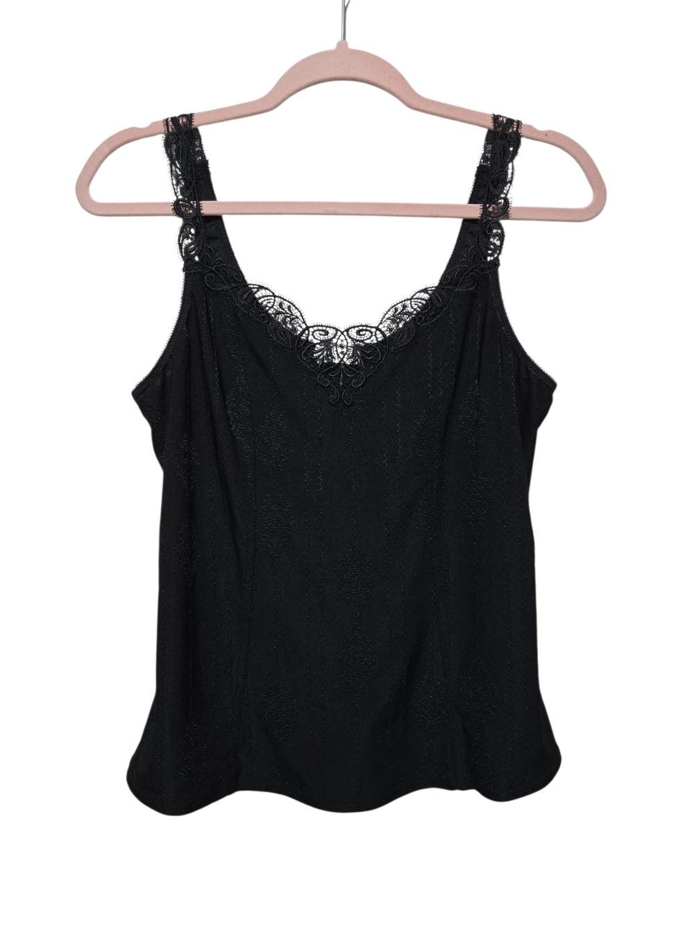 Arianne Stacy Camisole Black Lace Trim Tank Top Small